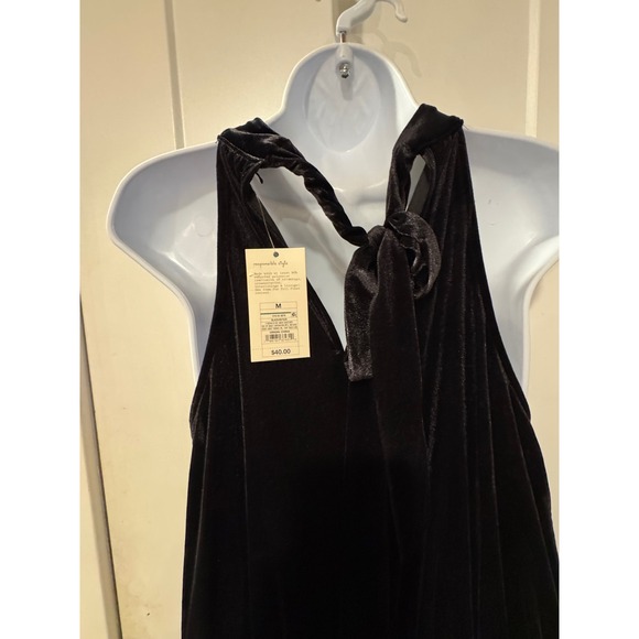 Black Velvet Halter Neck Wide Leg Jumpsuit Women's A New Day brand - Picture 9 of 11